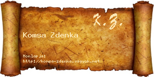 Komsa Zdenka névjegykártya